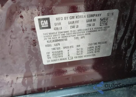 2017 Buick Encore Preferred Ii из США, поврежденный, VIN KL4CJBSB9HB092160